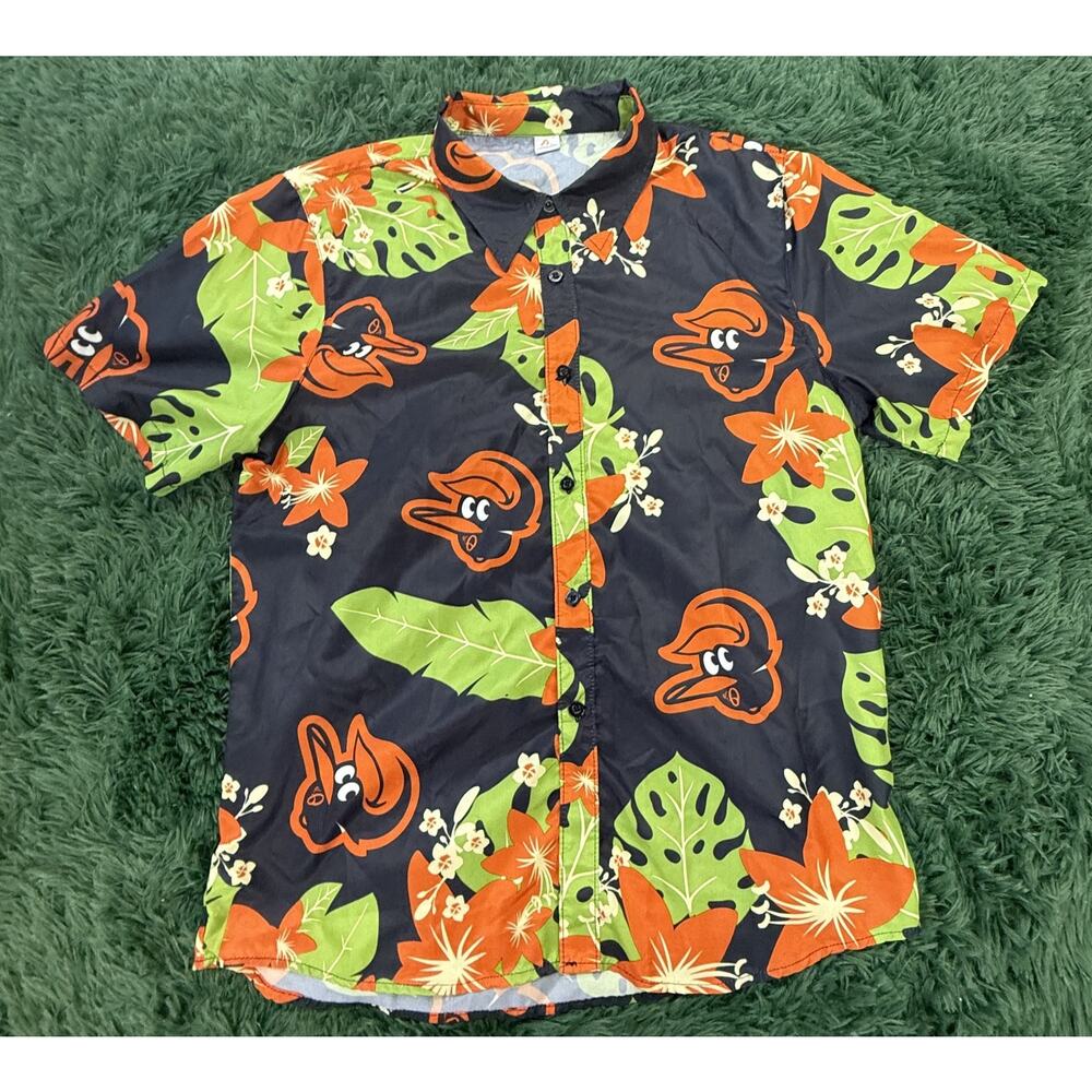 O's Baltimore Orioles Hawaiian Shirt Men's MediumTropical Bird Button Down MLB